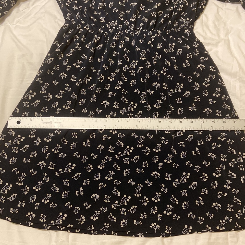 Gap Black & Beige Floral Mini Dress 3/4 Sleeves SZ M pockets Like New, Cute! - Picture 8 of 11